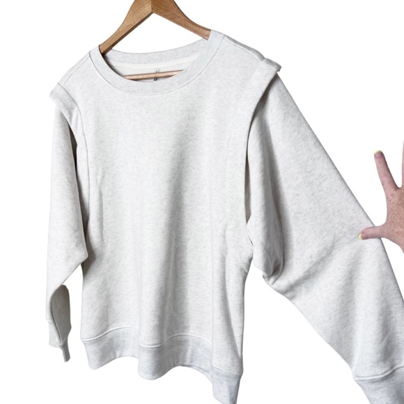 MTA Sport Light Heather Grey Basic Crew Neck Lounge Neutral Pullover Sweatshirt - Picture 3 of 16